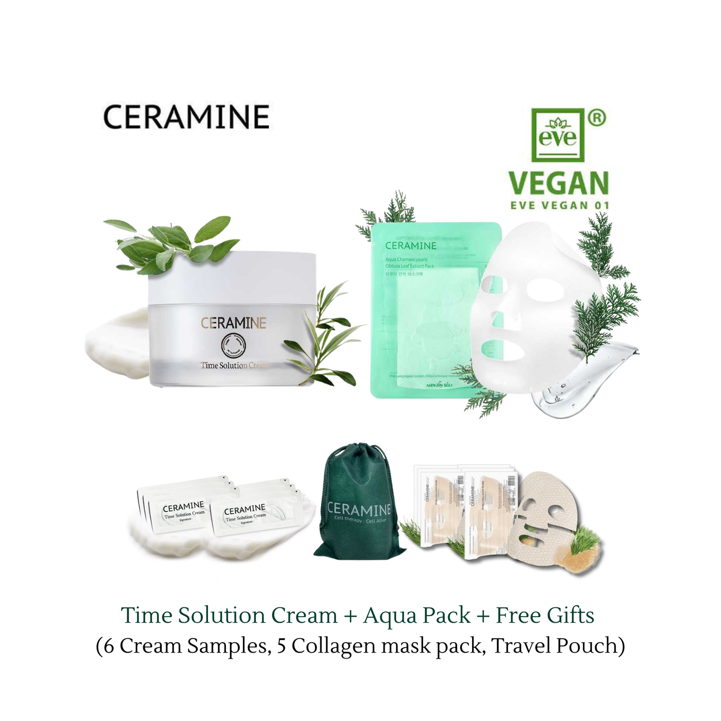Black Friday Bundle (First 30 Only): Time Solution Cream + Aqua Pack + Free Gifts (6 Cream Samples, Half Collagen Box, Travel Pouch)