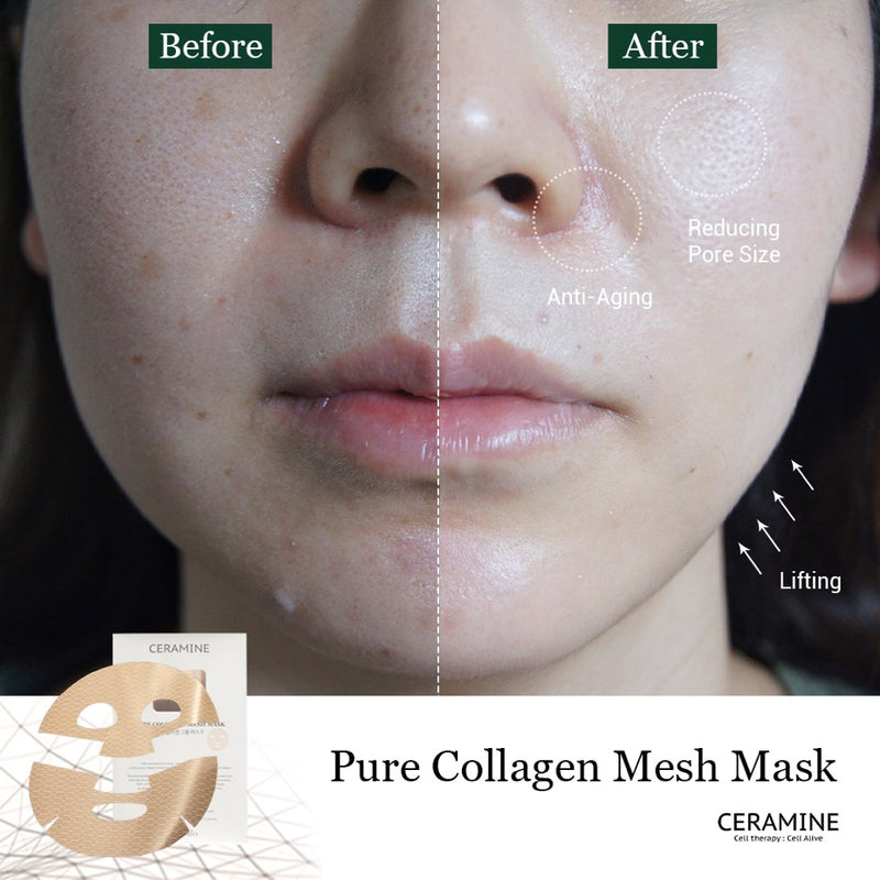 Ceramine pure collagen face mask pack can help reduce the wrinkles of your skin and provide moisture, which will make your skin more elastic and youthful.